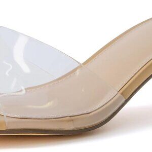 Women's Lucite Kitten Heel Mules Slip On Wide Width Memory Foam Shoes